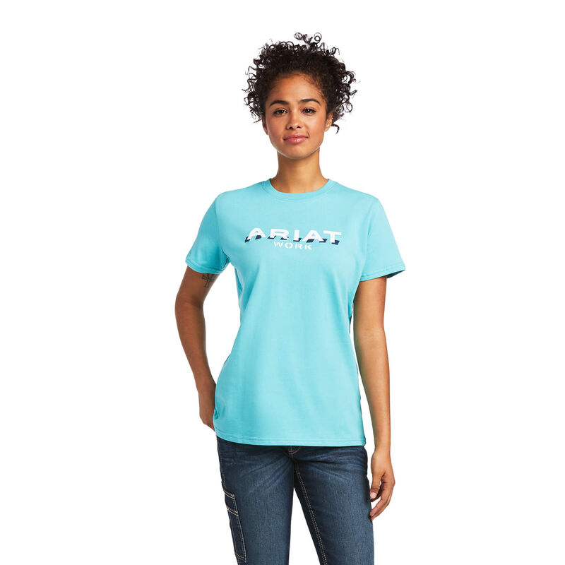 Ariat T-Shirts Damen - Rebar Cotton Strong Logo Türkis ( VPYQF-3475 )